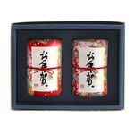 お年賀和染め缶2缶セット(特上かりがね茶、特上八女茶)